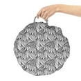 thumbnail image 2 of Feather Round Floor Cushion with Handle, Repetitive Hand Drawn Angelic Wings Ornaments Monochrome Illustration, Pillow for Living Room & Dorms, 18" Round, White and Charcoal Grey, by Ambesonne, 2 of 4