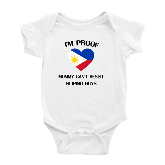 I'm Proof Mommy Can't Resist Filipino Guys Baby Bodysuit Newborn Clothes Outfits (White, 18-24 Months)
