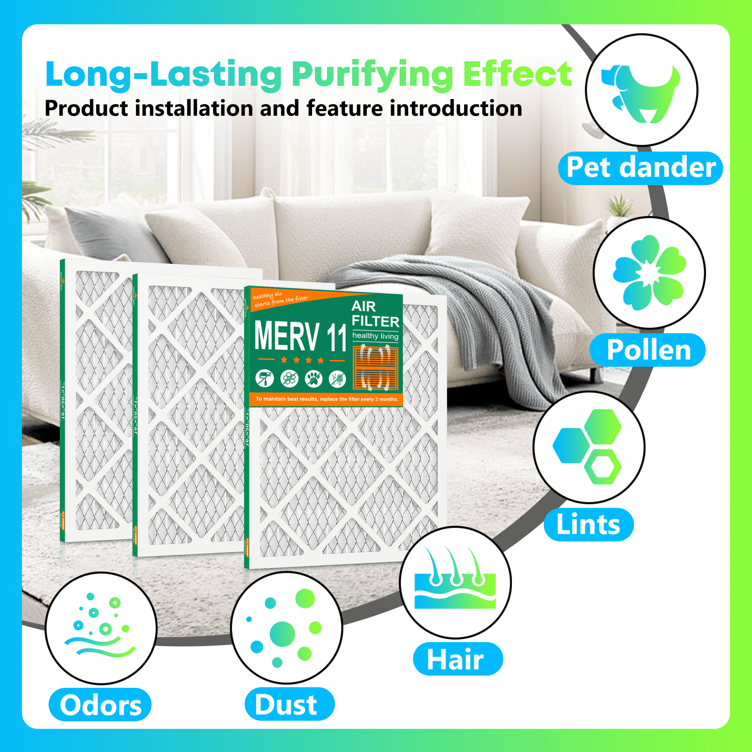 SUIXINEYI MERV 11 HVAC 16x20x1 Furnace  Air Filter Pleated Air Filtersfor Home Air Conditioner,6 Packs