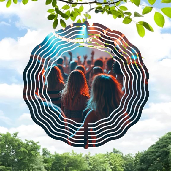 Vibrant Metal Hanging Wind Spinners - Circular Sound Wave Design for Yard & Garden - Eye - Catching Wind Chimes for Outdoor Decor
