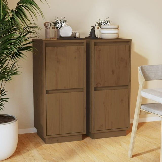 vidaXL Buffets 2 pcs Brun Miel 31.5x34x75 cm Pin Massif