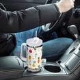 thumbnail image 4 of Yayeee 40oz Stainless Steel Tumbler with Straw and Handle Double-Wall Insulated Travel Water Bottle, Beige Vegetables Pattern, 4 of 8