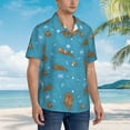 thumbnail image 6 of Sea Otter2 Men'S 3d Print Casual Button Down Shirts, Novelty Hawaiian Short Sleeves M, 6 of 8
