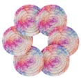 thumbnail image 4 of 6 Pcs Drink Coasters with Holder 3.94in Woven Coasters for Drinks Pink and Blue Tie-dye Pattern Coaster Set for Protection Table, 4 of 7