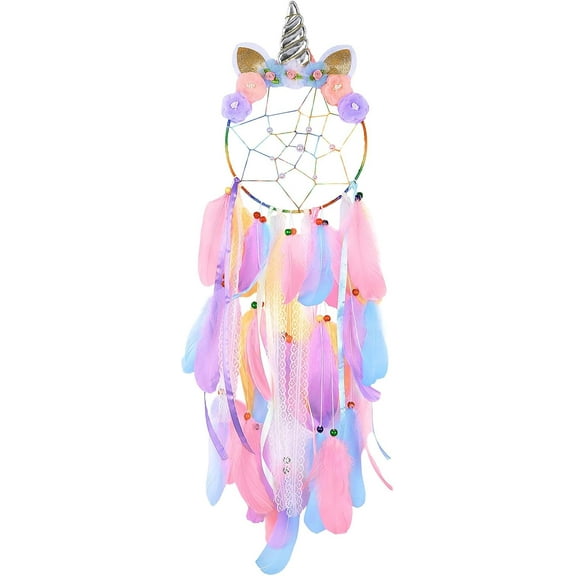 Dream Catchers for Kids Unicorn Wall Decor for Girls Bedroom Flower Feather Wall Hanging Decoration