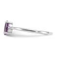 thumbnail image 4 of 14K White Gold Ring Band with Stones (02) February Amethyst Oval Purple Diamond Round, Size 9, 4 of 5