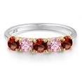 thumbnail image 3 of Gem Stone King 925 Silver and 10K Yellow Gold Red Garnet and Pink Lab Grown Diamond Wedding-Bands Ring for Women | 1.61 Cttw | Round 4MM | Gemstone January Birthstone | Size 6, 3 of 6