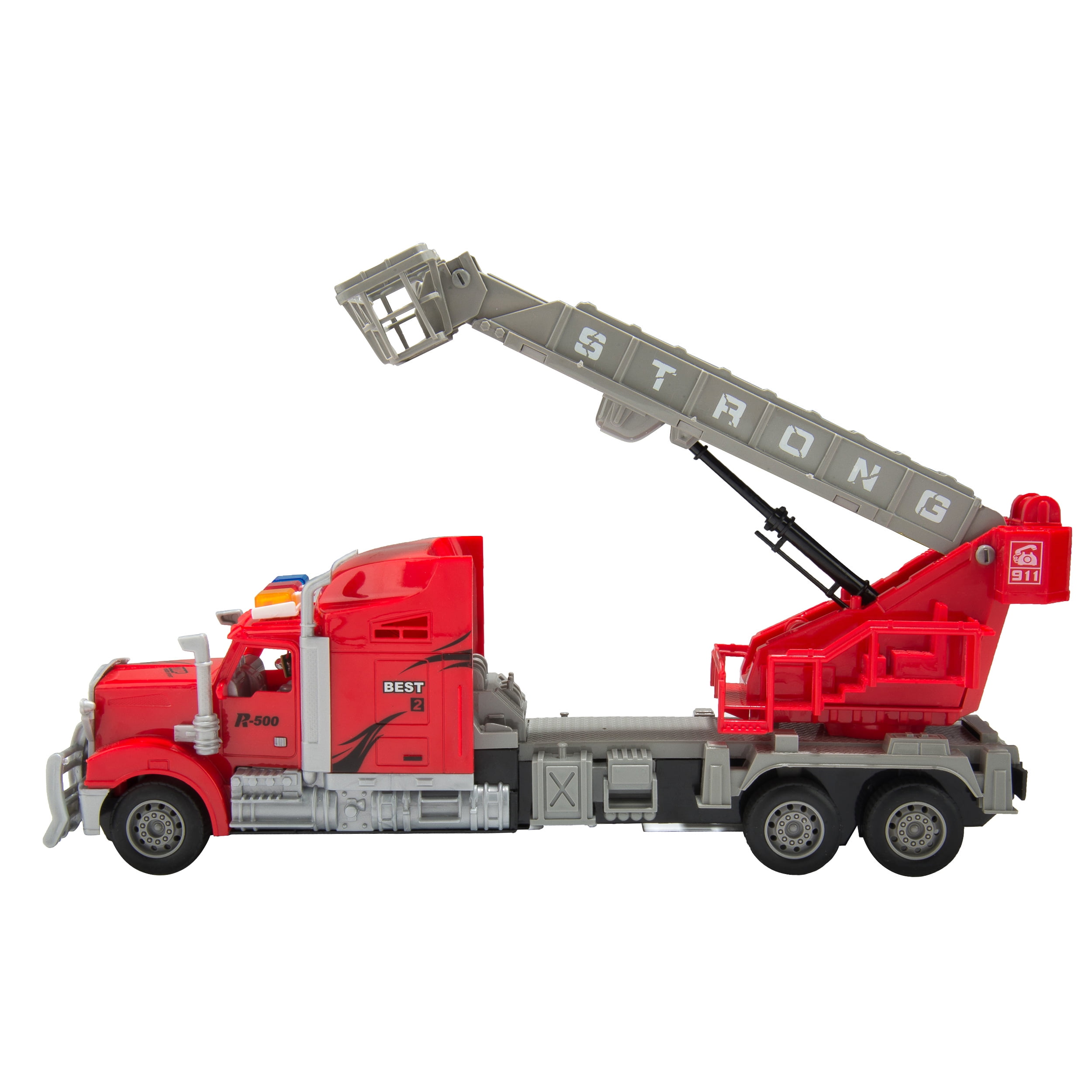 Remote Control 1:15 Scale Big Rig Truck featuring Rotating Crane and Basket with Authentic Sounds, Flashing Lights, and Functional Doors for Kids
