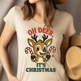 thumbnail image 4 of Oh Deer It’s Christmas Reindeer Tee | Cute Holiday Graphic Shirt | Unisex Casual T-Shirt, Azalea, Size L, 4 of 6