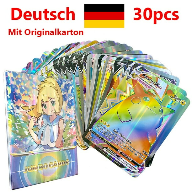 Cartas grandes de Pokémon de gran tamaño Vmax Vstar GX, letras en inglés, italiano, alemán, Pikachu, Charizard, tarjetas láser de papel de gran tamaño, juguetes para niños Fivean unisex