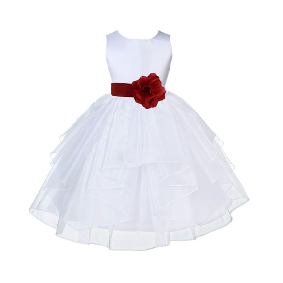 Ekidsbridal White Apple Red Shimmering Organza Flower Girl Dresses for Toddlers Wedding Beauty Pageant Communion Baptism Gown 4613S 6