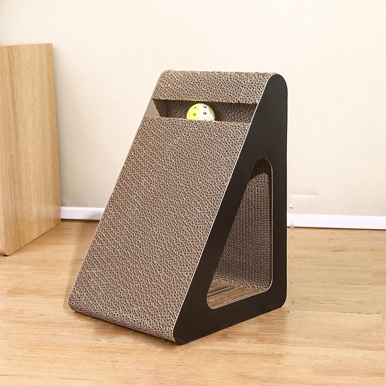 zhmrfg Cats Scratcher Bed Cardboard Triangular Ramp with Interactive Spinning Balls for Indoor Cats Exercise Play Relaxation Sleeping Pad Home Pet Toy Furniture Protector