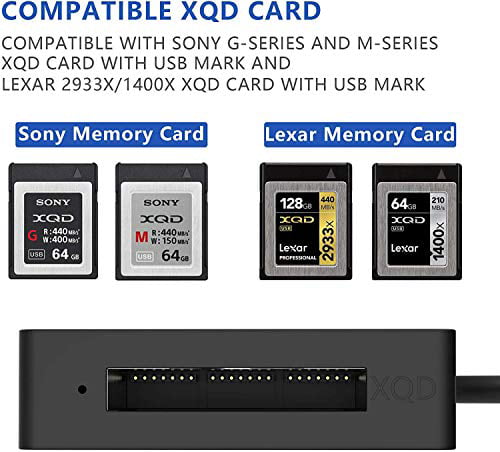 【Upgraded Version】 Ketaky USB 3.0 XQD Card Reader Lexar 2933x/1400x USB Mark XQD Card,SD Card.Compatible with Windows/Mac OS System Support Sony G/M Series USB Mark XQD Card 