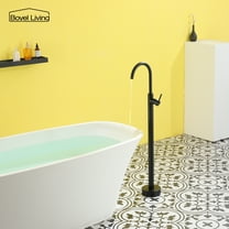 Boyel Living Single Handle Bath Tub Filler Faucet Freestanding Floor Mount Bathroom Bathtub Tub Spout and Water Supply Lines in Matte Black