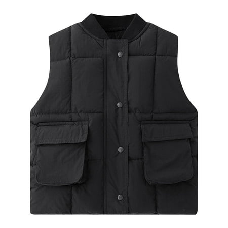 

Kovlvoll Toddler Baby Clothes Girl Down Jacket Vests Sleeveless Thick Thermal Boy Solid Color Waistcoat with Pockets