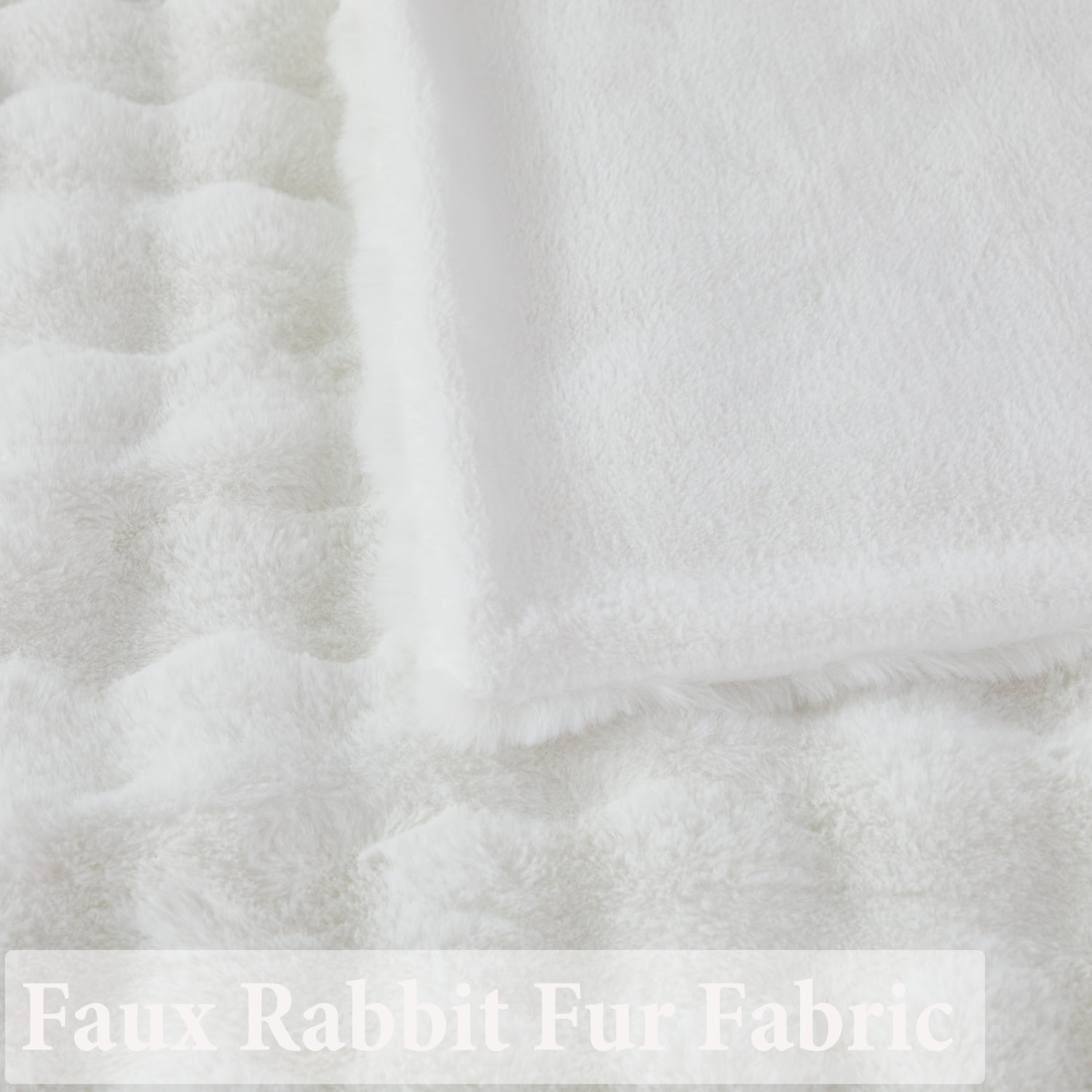 URBONUR White Faux Rabbit Fur Throw Blanket for Couch Chair, Fluffy Bubble Throw Blanket, Cute Fuzzy Blankets 40×63 Inches
