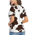 thumbnail image 3 of Vsdgher Brown Cow Women Shirts V Neck Short Sleeve Tops T-Shirt Basic Tees, S to 3XLX-Large, 3 of 5