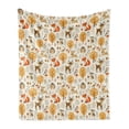 thumbnail image 1 of Cartoon Soft Flannel Fleece Blanket, Kids Children Baby Design Owls Deers Birds Rabbits Nature Flower Image, Cozy Plush for Indoor and Outdoor Use, 50" x 70", Marigold Cream Orange, by Ambesonne, 1 of 6