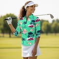 thumbnail image 4 of Uorisanigo Flowering Palm Tree Women Long Sleeve Golf Polo Shirts Casual Comfortable Quick Dry Athletic Polo Shirts Breathable Tennis Tops Quarter Zip Womens Outing Wear Size M, 4 of 7