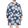 thumbnail image 2 of Dark Blue Daisy Flower Pattern Wearable Oversized Blanket,Wearable Blanket Hoodie for Adults,Cozy Hooded Blankets with Super Pockets,Super Warm Fuzzy Pullover for Women & Men, 2 of 6
