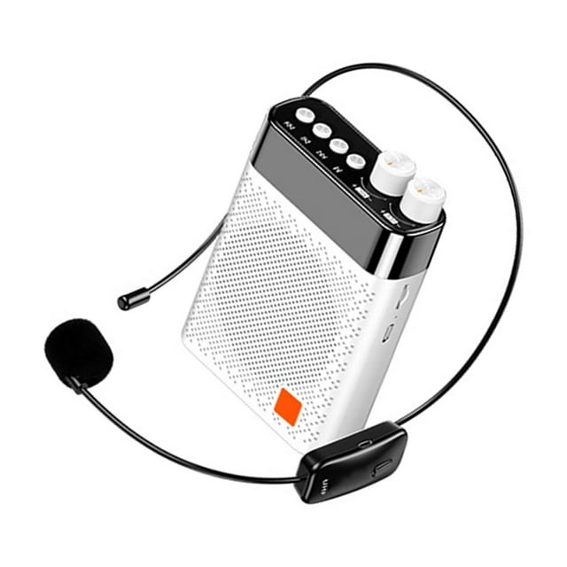 UHF Wireless Megaphone Teacher Loudspeaker Voice Amplifier Waist Hanging High Power Speaker U Disk Connection Black