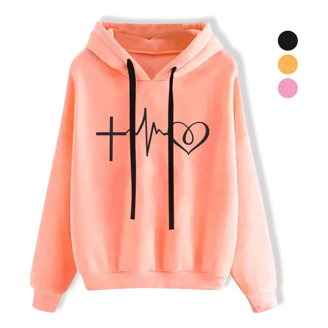 Moda Mujer Sudadera Con Capucha Sudaderas Corazón Cruzado