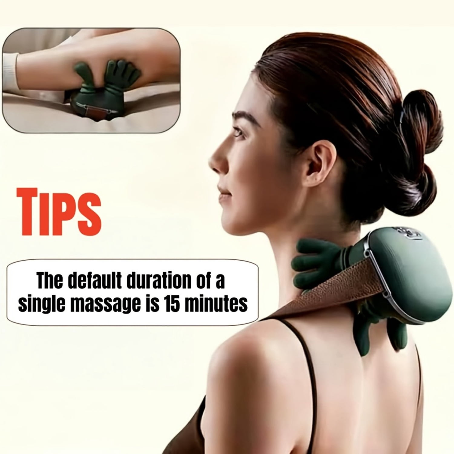 Wireless Neck & Shoulder Massager, 3D Deep Tissue Shiatsu with Heat, 3-Speed Adjustable, Portable Rechargeable