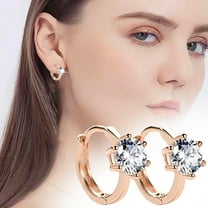 GHSOHS Flat Back Earrings Diamond Six Prong Earrings for Teen Minimalist Piercing Studs Trendy Earrings Gold Earrings Party Jewelry Gift Fashion Earings Ear Ring