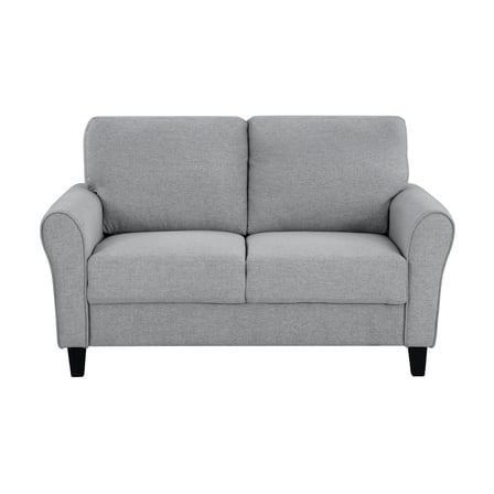 Newboti Furniture Modern 1pc Loveseat Dark Gray Textured Fabric Upholstered Rounded Arms Attached Cushions Transitional Living Room Furniture 07641
