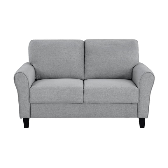 Newboti Furniture Modern 1pc Loveseat Dark Gray Textured Fabric Upholstered Rounded Arms Attached Cushions Transitional Living Room Furniture 07641