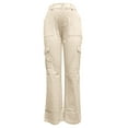 thumbnail image 4 of Ndbuld Women Cargo Pants Ladies Trendy and Casual Multi Pocket Loose Wide Leg Work Pants Long Pants XL,Beige, 4 of 4