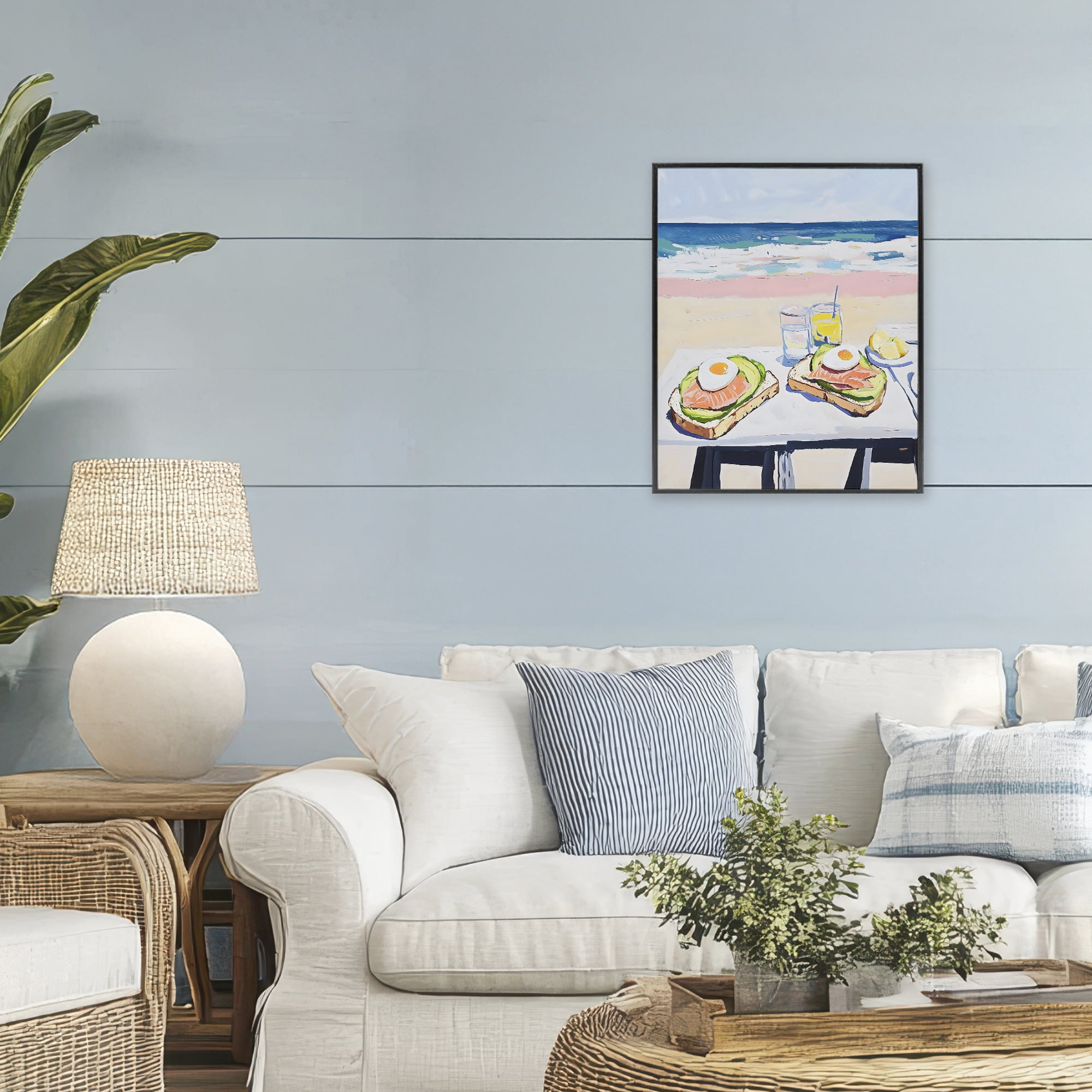 Stupell Industries Avocado Toast at Beach Black Framed Giclee Art, design by The Prints Vibe