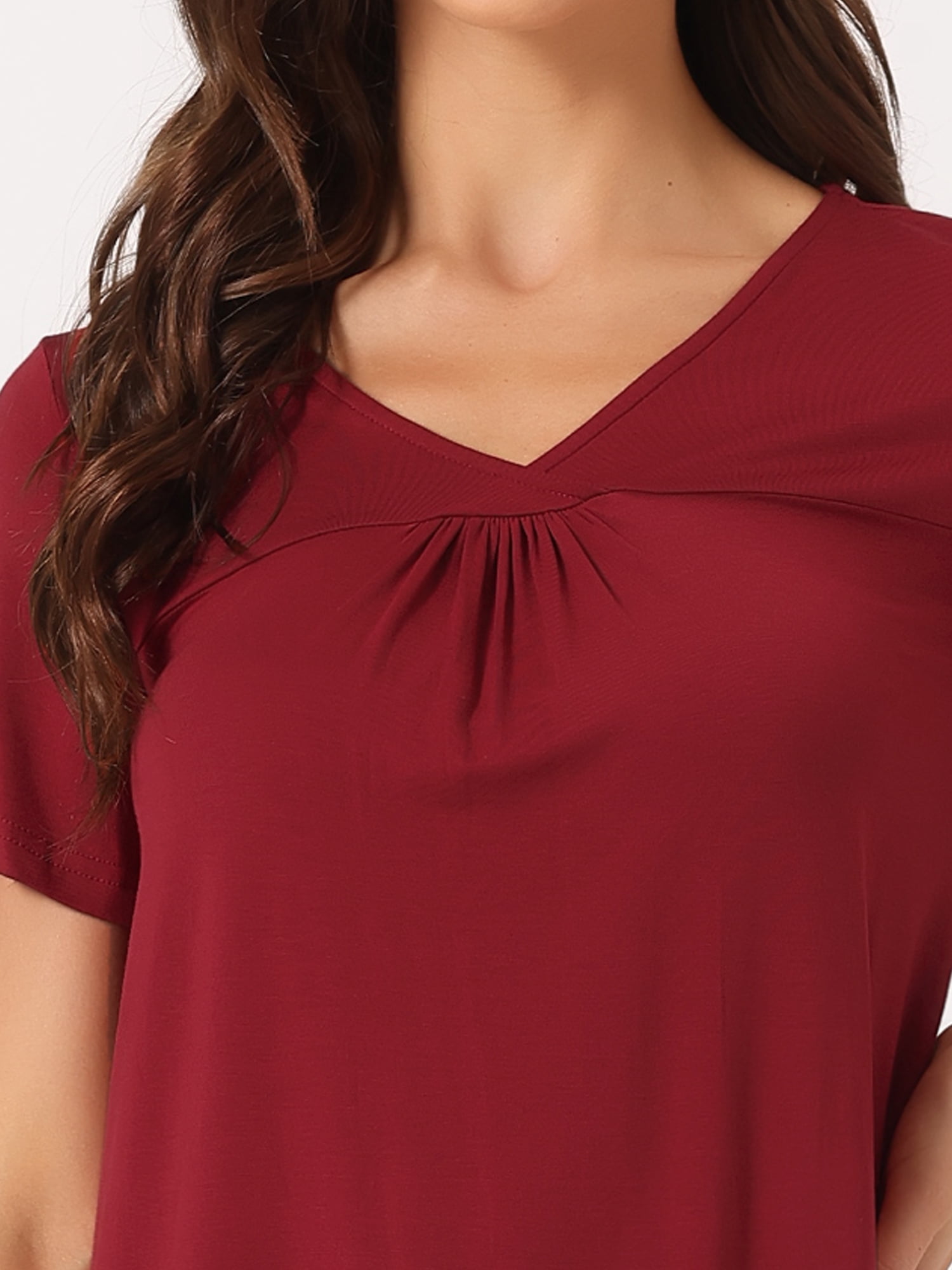 DARING DIVA Women's V-Neck Pajama Shorts Sleeves Tops Lounge Sleepwear XS Red
