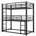 thumbnail image 2 of Black Metal Twin Size Triple Bunk Bed - Space-Saving Design, 2 of 14