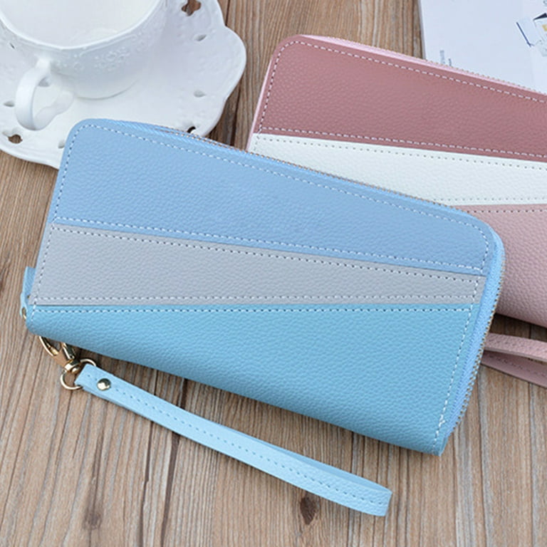 ZX Long Wallet Purse Wallet PU 2 Way Zipper 2 Compartments Large Capacity Color Collision Hand Purse for Women Adults Daily Blue ZX Long Wallet Purse Wallet PU 2 Way Zipper 2 Compartments Large Capacity Color Collision Hand Purse for Women Adults Daily Blue