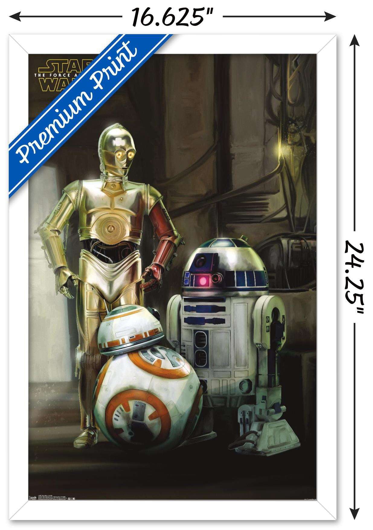 Star Wars: The Force Awakens - Droids Wall Poster, 14.725" x 22.375", Framed