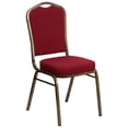 thumbnail image 1 of HERCULES Series Crown Back Stacking Banquet Chair in Burgundy Fabric - Gold Frame, 1 of 9