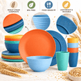 thumbnail image 4 of Homienly Plates Bowls and Cups Set, 20-Piece Wheat Straw Dinnerware for 5, Lightweight Reusable Unbreakable Dishware, Microwave & Dishwasher Safe, Potluck & Shared Meals, Multicolor, 4 of 8