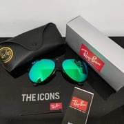 R*A*Y-B*A*N R&B3026, aviator sunglasses,Black Frame/Large 62mm Green Lens