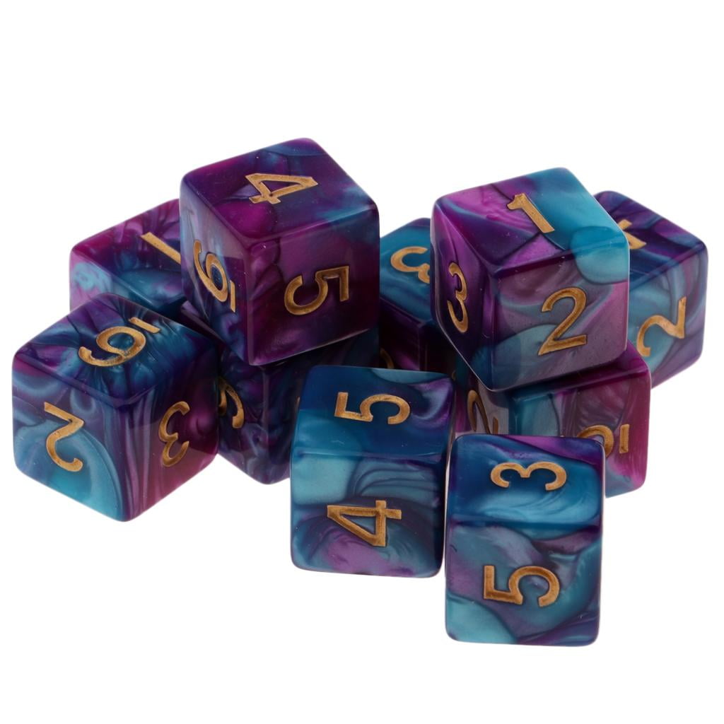 Set of 10 Pink Blue D20 Acrylic Dice for RPG D&D Gaming Twenty Sided Die 