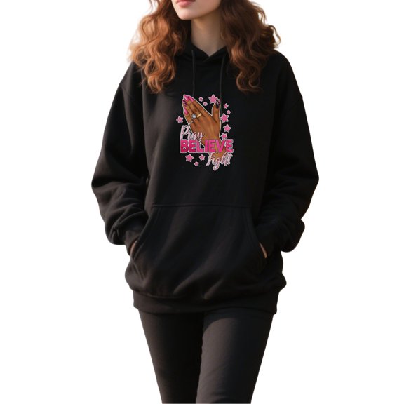Charming Breast Cancer Awareness Hoodie for Men and Women, Unisex Pullover Hooded Sweatshirt, Comfortable Cotton Poly Blend, Support and Awareness Casual Outfit