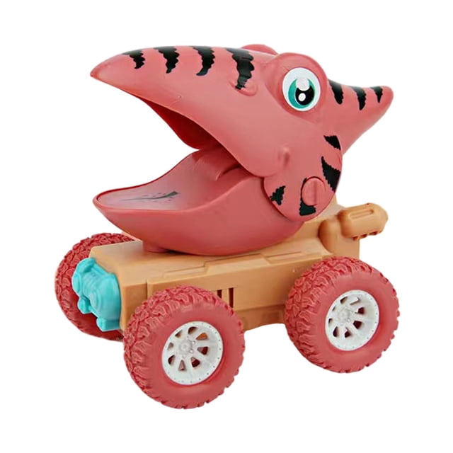 Mini coche de dinosaurios Kawaii ABS, educativo, sin batería, con inercia y fricción, juguete para niños, niñas, bebés y niños pequeños. Pterodáctilo rojo