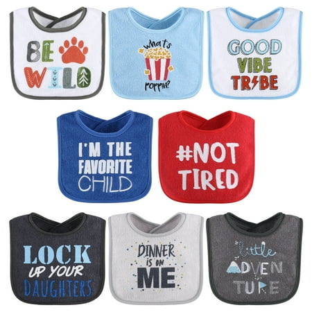 UPC: 0841297149887 | The Peanutshell Cotton Baby Bibs for Boys 8 Pack Blue Grey