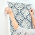 thumbnail image 5 of Chesapeake Mimir Blue Quilted Damask Wallpaper, 20.5-in by 33-ft, 5 of 5