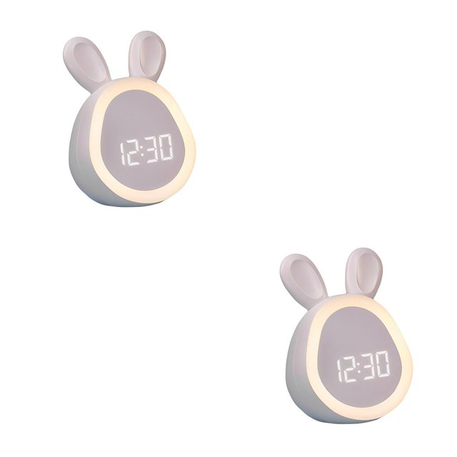 Wosthever Reloj despertador de conejo, relojes digitales de escritorio para niños, música ajustable, dormitorio, mesita de noche, entrenador de Blanco 2Conjunto