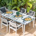 thumbnail image 2 of Coastal Turtle Table Cloths for 5 Foot Rectangle Tables, Ocean Nautical Starfish Conch Seashells Patio Waterproof Elastic Fitted Tablecloths, Washable Rectangular Table Cover for Camping, 2 of 8