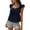Navy, variant on Flutter Sleeve Blouse Heart Neckline With Ruffle Detail Casual Feminine Top Loose Fit Athletic Tops for Women