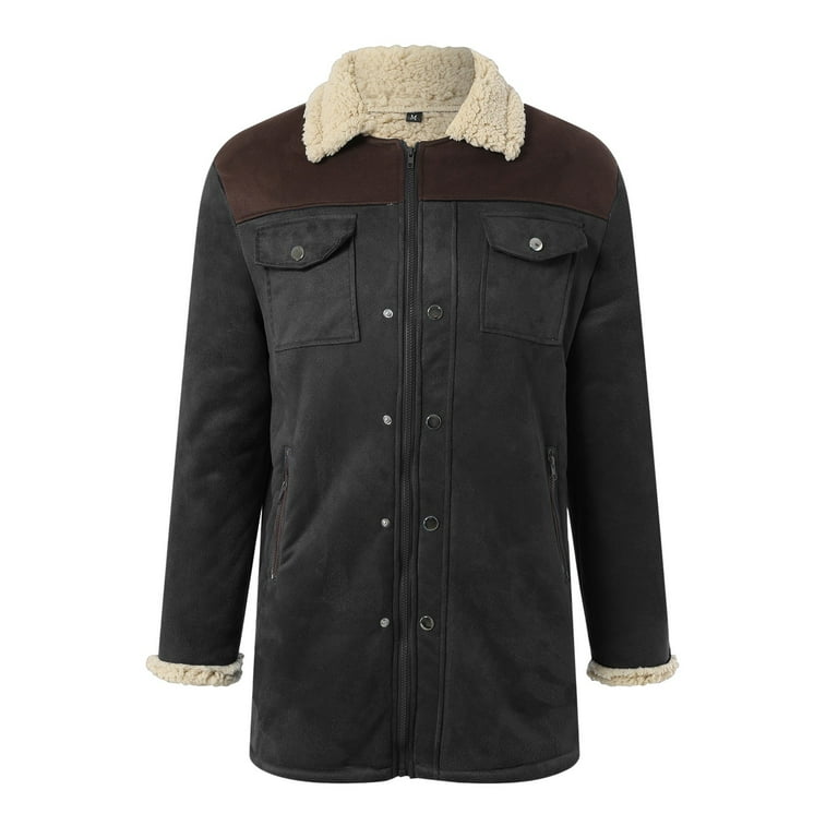 Mens Western Cowboy Jacket Distressed Suede Long Trench Coats Zip