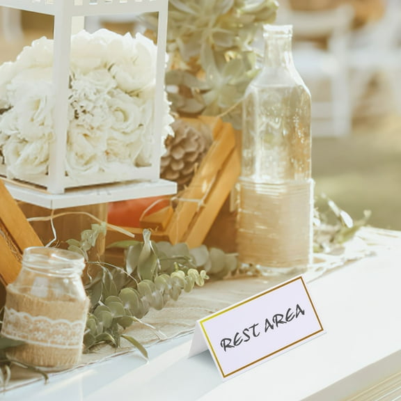 PAMINGONO 20 Pcs Table Place Name Cards Paper Golden Seating Arrangement for Weddings