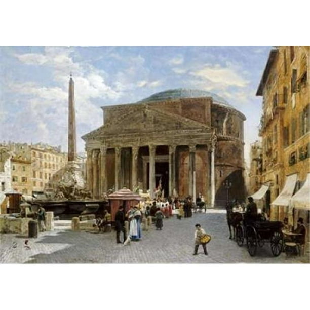 L'affiche du Panthéon Rome Imprimée par Veronika Mario Herwegen-Manini&44; 20 x 28 - Grand